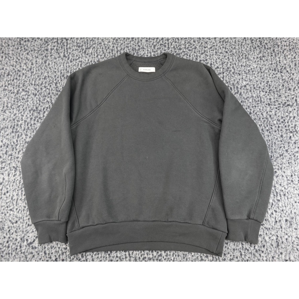 Everlane Sweatshirt Mens Small Charcoal Gray Organic Cotton‎ Raglan Crewneck